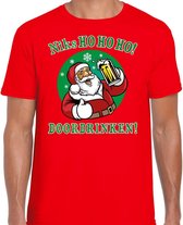 Fout Kerst t-shirt - bier drinkende kerstman - niks HO HO HO doordrinken - rood voor heren - kerstkleding / kerst outfit L