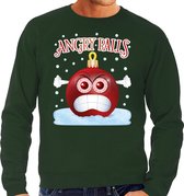 Foute Kerst trui / sweater - Angry balls - groen voor heren - kerstkleding / kerst outfit S