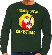 Foute kersttrui / sweater A Whole Lot of Christmas voor heren - groen - Kerstman Angus met gitaar XL