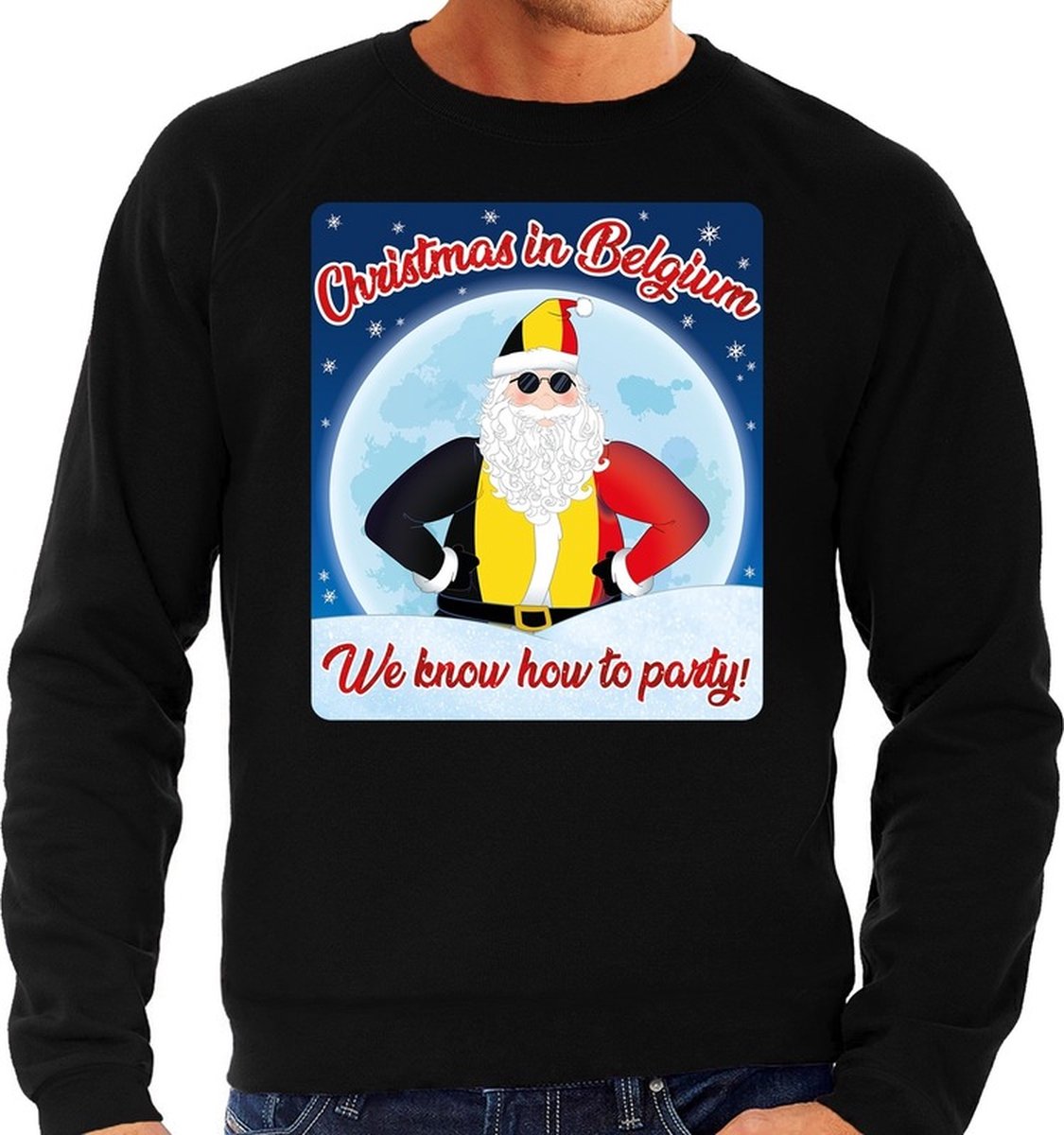 Foute Belgie Kersttrui / sweater - Christmas in Belgium we know how to  party - zwart... | bol