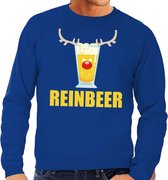 Foute kersttrui / sweater met bierglas Reinbeer blauw voor heren - Kersttruien L