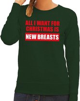 Foute kersttrui / sweater All I Want For Christmas Is New Breasts groen voor dames - Kersttruien XL