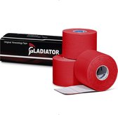 Gladiator Sports Kinesiotape - Kinesiologie Tape - Waterbestendige & Elastische Sporttape - Fysiotape - Medical Tape - 3 Rollen - Rood