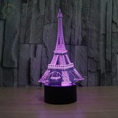 Led nachtlamp - 3D Eiffeltoren  - Led lamp - Sfeerverlichting- Led Light - Lamp op batterijen - USB - Parijs