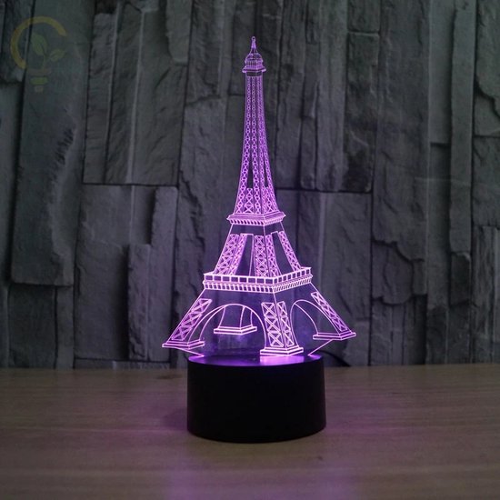 Led nachtlamp - 3D Eiffeltoren  - Led lamp - Sfeerverlichting- Led Light - Lamp op batterijen - USB - Parijs