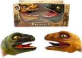 2x Hand Puppet Tyrannosaurus - rubber Realistic dinosaurus speelgoed handpop set