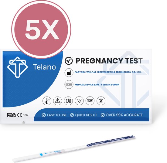 TELANO Zwangerschapstest 5 stuks Vroeg Dipstick – Strip Gevoelig