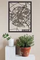 Houten Stadskaart Sneek Zwart Mdf 100x75cm Wanddecoratie Voor Aan De Muur City Shapes