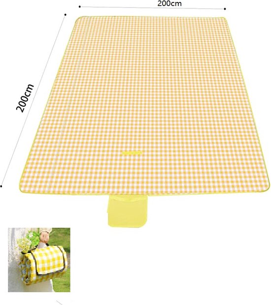 Fuegobird Picknickdeken - 200 x 200 cm - Waterdicht - Geel