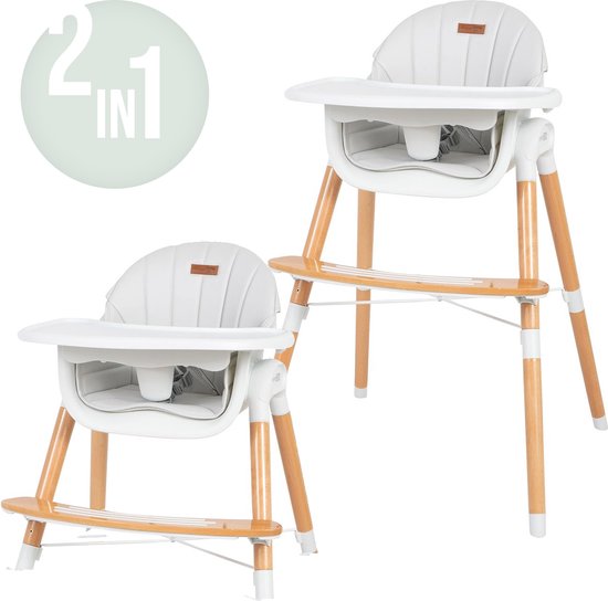 FreeOn Kinderstoel Tin 2in1 - Eetstoel voor kinderen - Foggy Grey