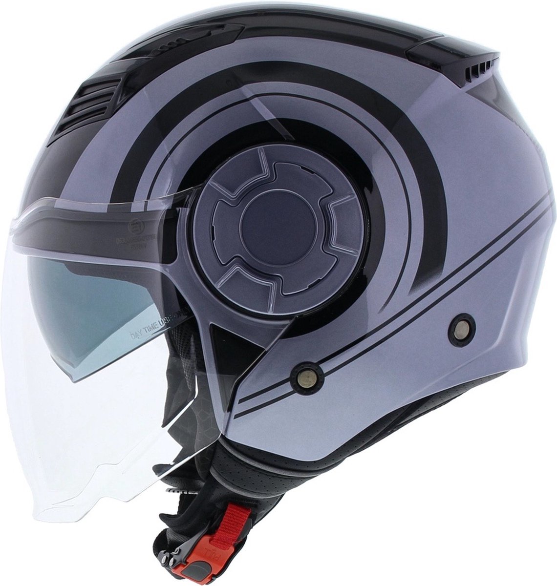 Vito Jet Isola helm glans grijs zwart M - Scooterhelm & Motorhelm