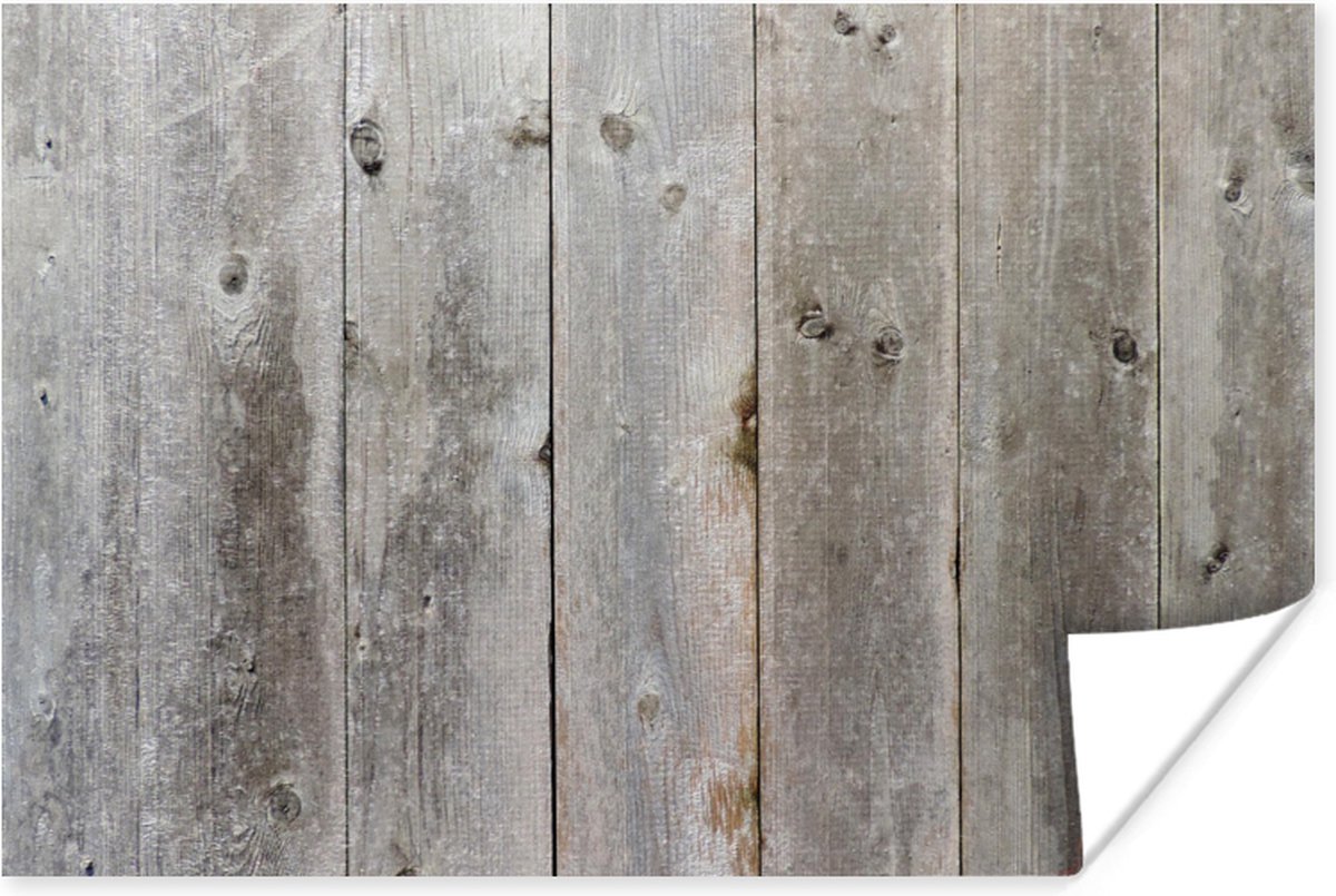 Poster Planken - Grijs - Hout - 60x40 cm