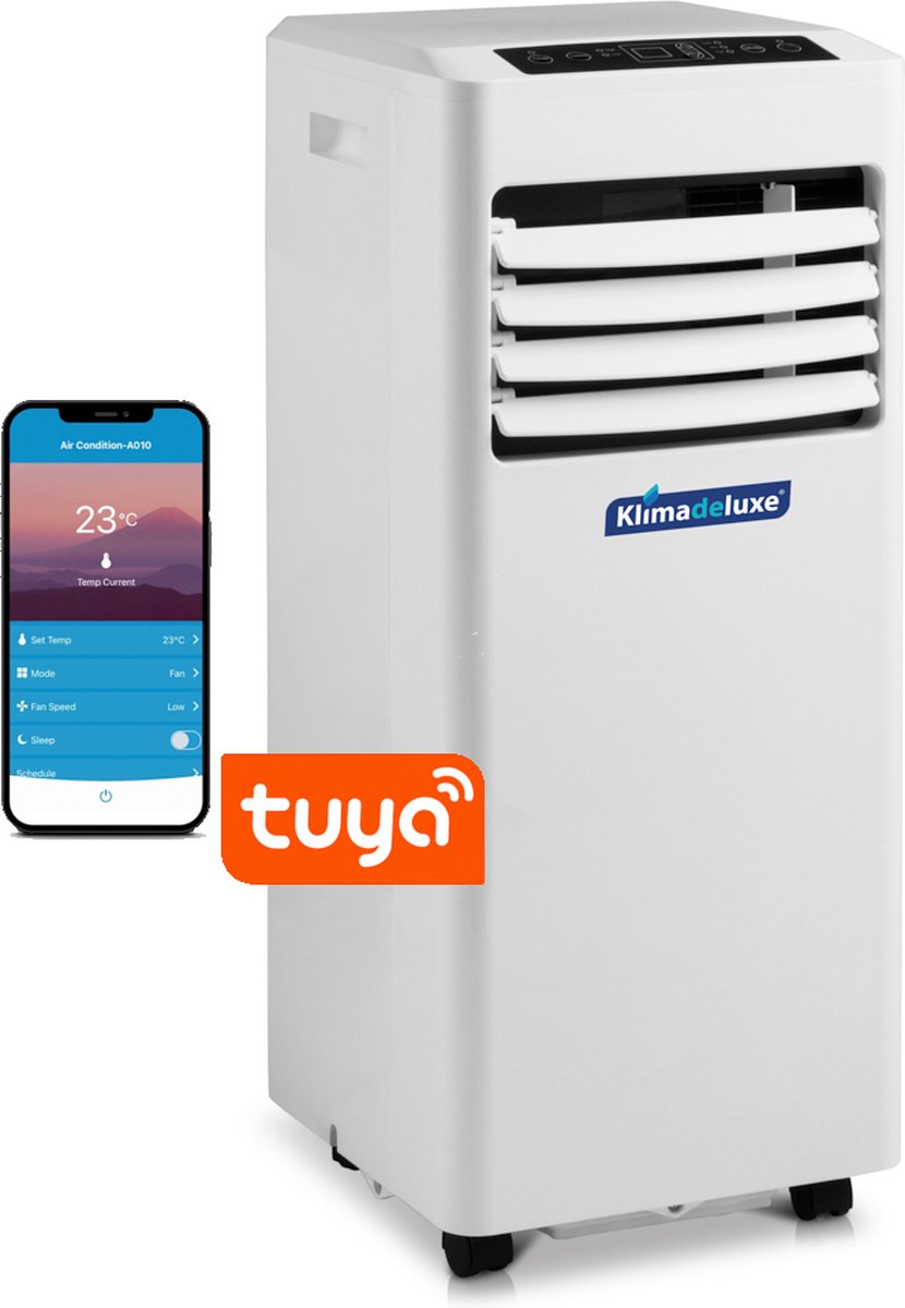 Klimadeluxe - Krachtige Mobiele airco - 7000 btu - Smart airconditioning met WiFi en app - incl. raamafdichtingset
