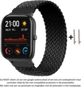 22mm zwart elastisch horlogebandje geschikt voor bepaalde 22mm smartwatches van verschillende bekende merken (zie lijst met compatibele modellen in producttekst) - Maat: zie foto - klittenbandsluiting – Elastic Nylon Strap - 22 mm