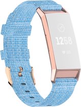 Nylon bandje - geschikt voor Fitbit Charge 3 / Charge 4 - lichtblauw