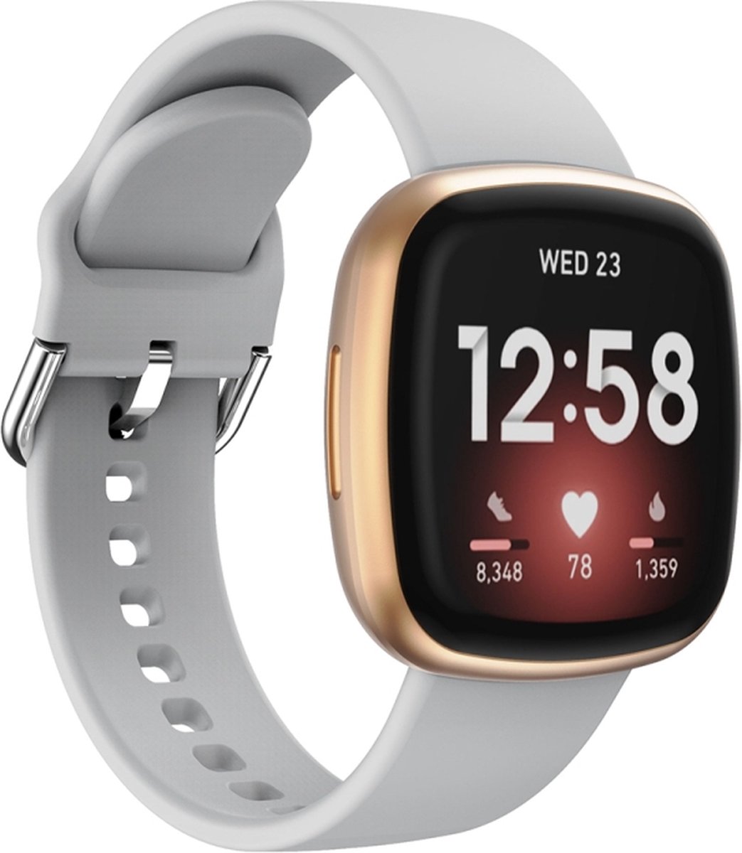 Siliconen bandje - geschikt voor Fitbit Versa 3 / Versa 4 / Sense / Sense 2 - grijs