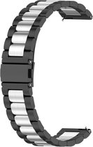 Stalen bandje - RVS - geschikt voor Huawei Watch GT / GT Runner / GT2 46 mm / GT 2E / GT 3 46 mm / GT 3 Pro 46 mm / GT 4 46 mm / Watch 3 / Watch 3 Pro / Watch 4 / Watch 4 Pro - zwart / zilver