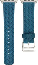 Bracelet en cuir (bleu), adapté à toutes les séries Apple Watch avec boîtier de taille 38, 40 et 41 mm