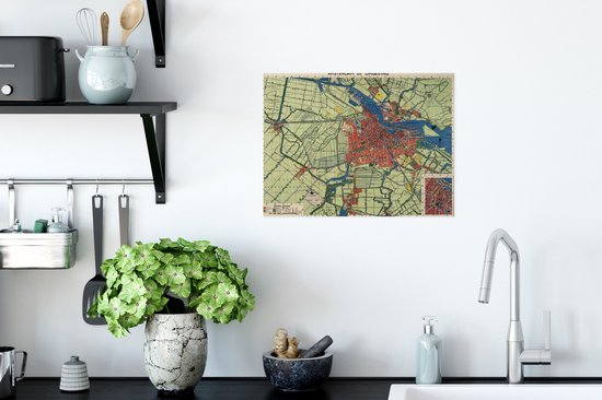 Un plan de la ville historique d' Amsterdam et ses environs Poster - Carte 40x30 cm - petit - Tirage photo sur Poster (décoration murale salon / chambre) / Villes européennes Poster
