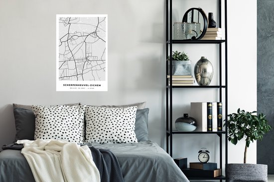 Poster Carte – Plan d'étage – Plan de ville – Scherpenheuvel Zichem – België – Wit - 40x60 cm