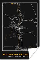 Poster Kaart – Plattegrond – Stadskaart – Heidenheim an der Brenz – Duitsland – Goud - 40x60 cm