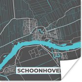 Poster Kaart - Schoonhoven - Plattegrond - Stadskaart - 50x50 cm