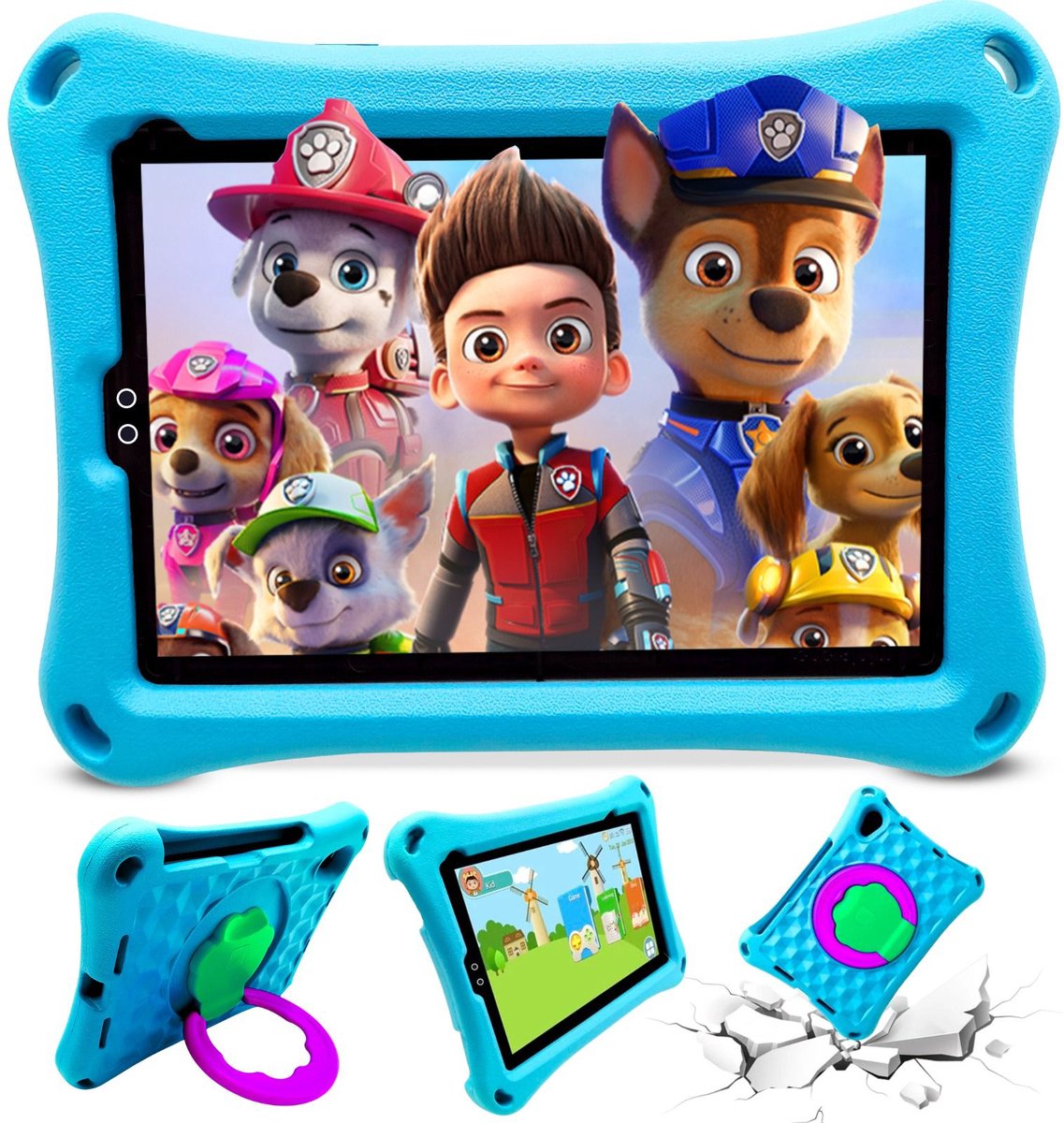 KiddiQ® Kindertablet 7 Inch – Kids tablet - Android 11 - 3500 Mah batterij - Kinderlaptop 32GB - Inclusief kidsproof hoes - Blauw