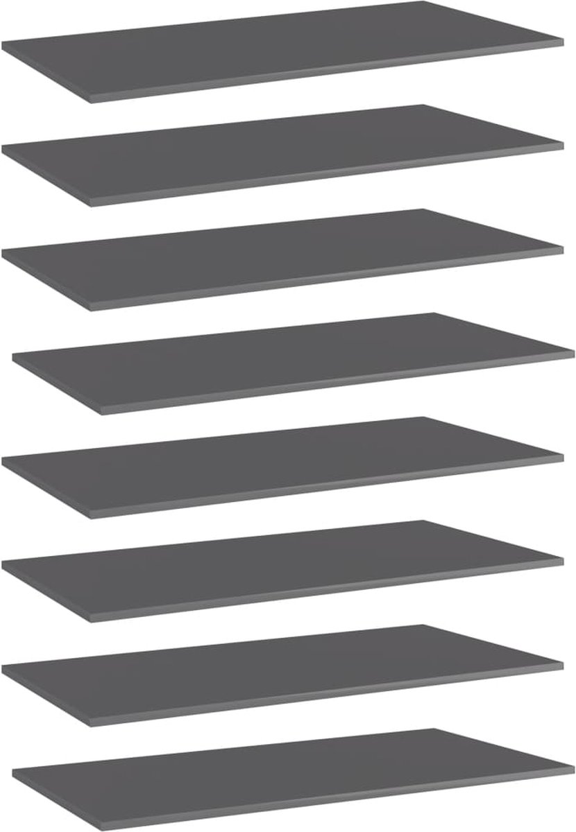 VidaLife Wandschappen 8 st 80x30x1,5 cm spaanplaat hoogglans grijs
