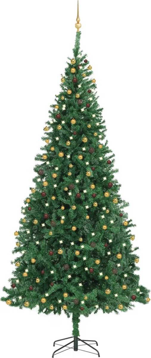 VidaLife Kunstkerstboom met LED's en kerstballen 300 cm groen