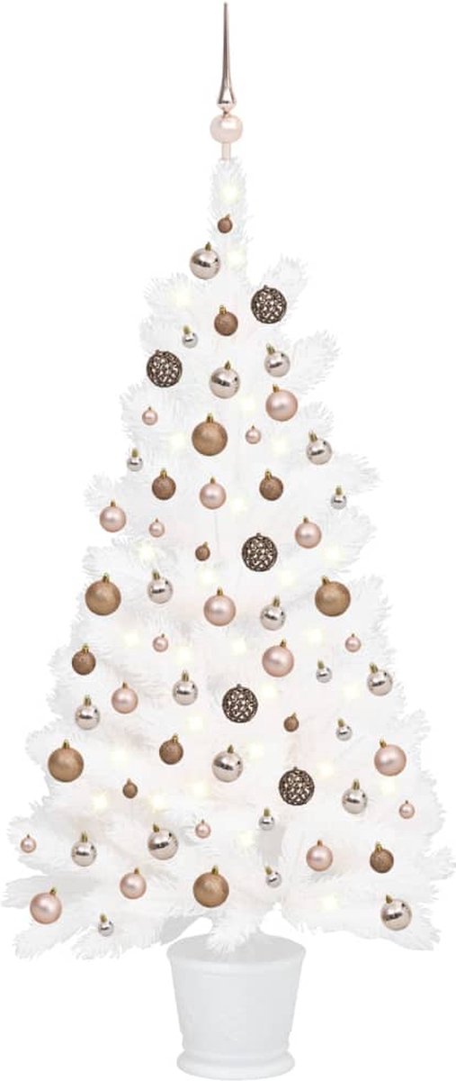 VidaLife Kunstkerstboom met LED's en kerstballen 90 cm wit