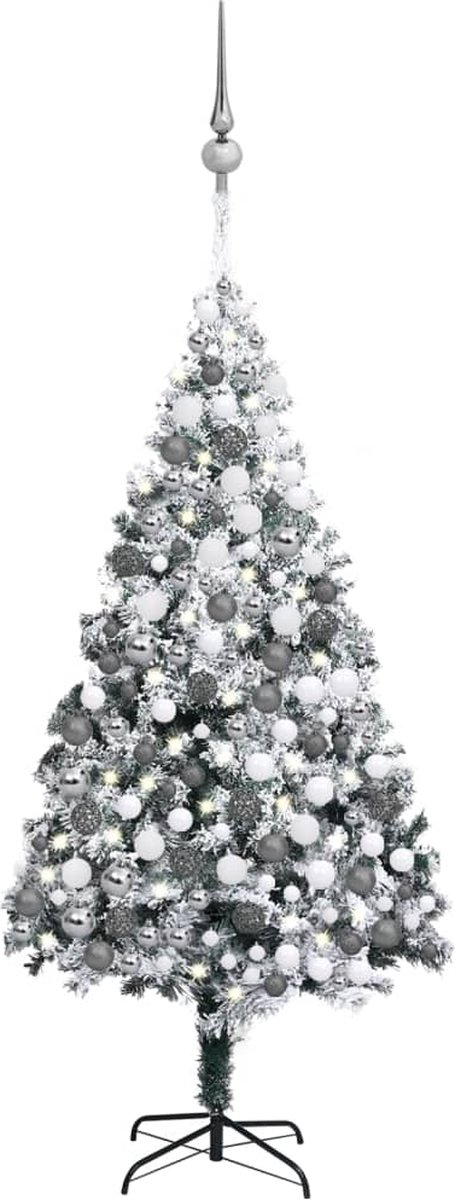 VidaLife Kunstkerstboom met LED's, kerstballen en sneeuw 300 cm groen
