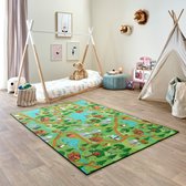Carpet Studio Hiking Speelkleed - Speelmat 140x200cm - Vloerkleed Kinderkamer - Anti-slip Speeltapijt - Verkeerskleed - Groen