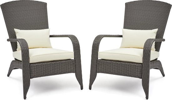 Polaza® Tuinstoel Set 2-Delig - Rattan Tuinstoelen - Stoel Met Kussens - Loungestoel - Stoelen Voor Tuin & Terras - PE Rotan - 2 Stuks