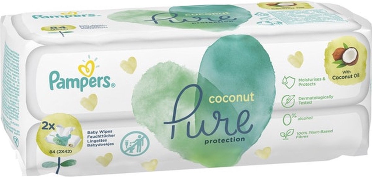 Pampers Billendoekjes Pure Protection Coconut 84 Stuks