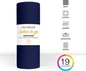 Jacobson - Hoeslaken - 90x200cm - Jersey Katoen - jusqu'à 25cm d'épaisseur de matelas - Bleu Foncé