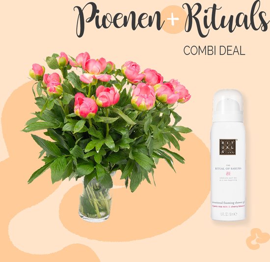 Roze Rituals Bloomgift | Roze Pioenrozen + Rituals Shower Foam | Super cadeau! | bol