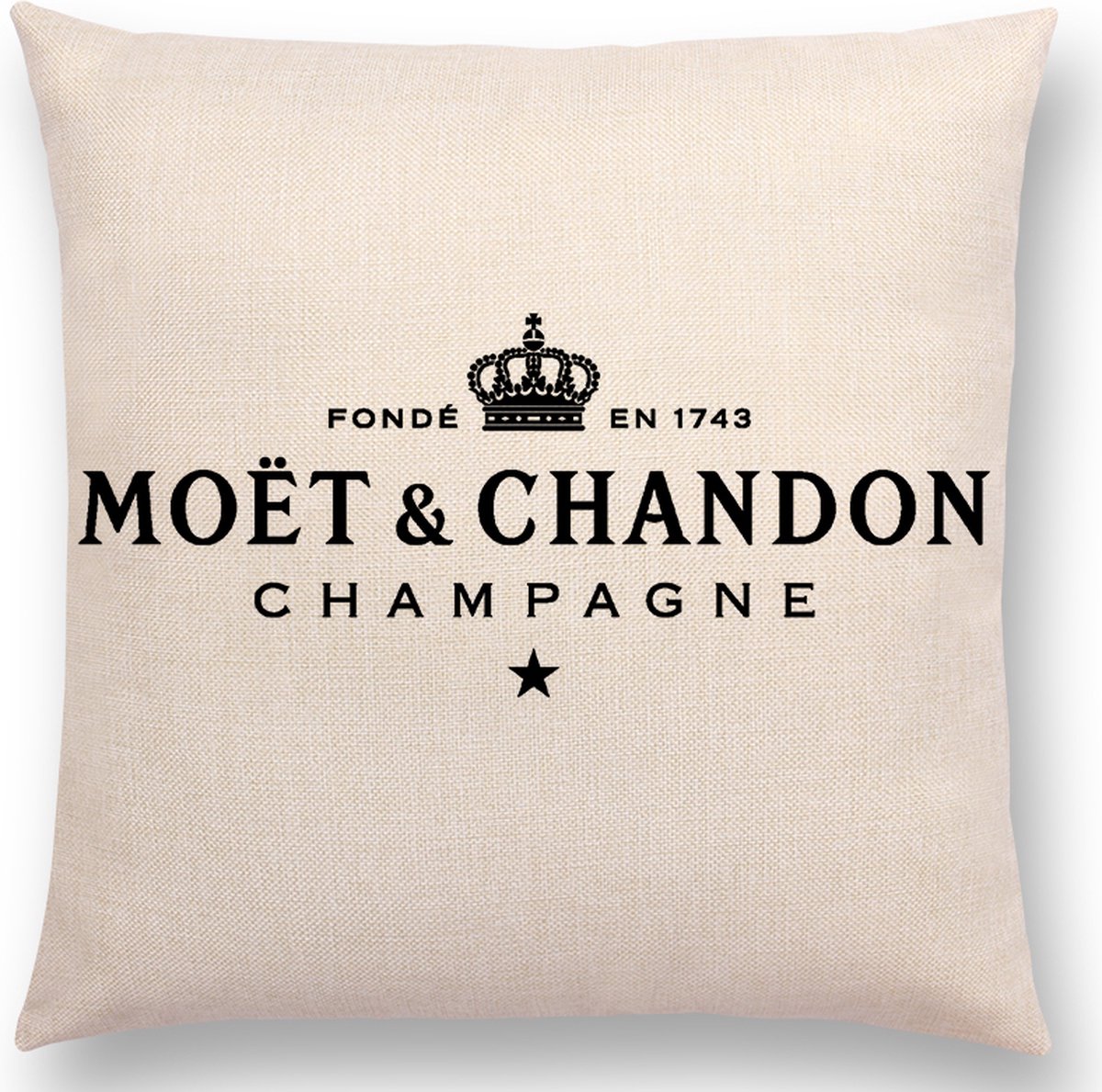 Moët & Chandon - Kussen - Wit - Champagne - Kussensloop - 45X45 CM - Linnen - Auto - Decoratie - Boot - Hotel - DUBBELZIJDIG