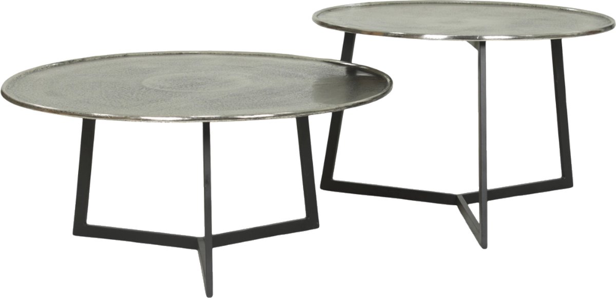 Dulaire Salontafel Rond Zilver Aluminium 2 st.