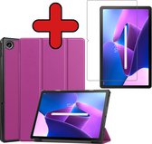Hoes Geschikt voor Lenovo Tab M10 Plus 3rd Gen Hoes Book Case Hoesje Trifold Cover Met Screenprotector - Hoesje Geschikt voor Lenovo Tab M10 Plus (3e Gen) Hoesje Bookcase - Paars