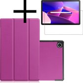 Hoesje Geschikt voor Lenovo Tab M10 Plus 3rd Gen Hoesje Case Hard Cover Hoes Book Case Met Screenprotector - Paars