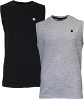 Donnay T-shirt zonder mouw - 2 Pack - Tanktop - Sportshirt - Heren - Maat M - Zwart & Grey marl