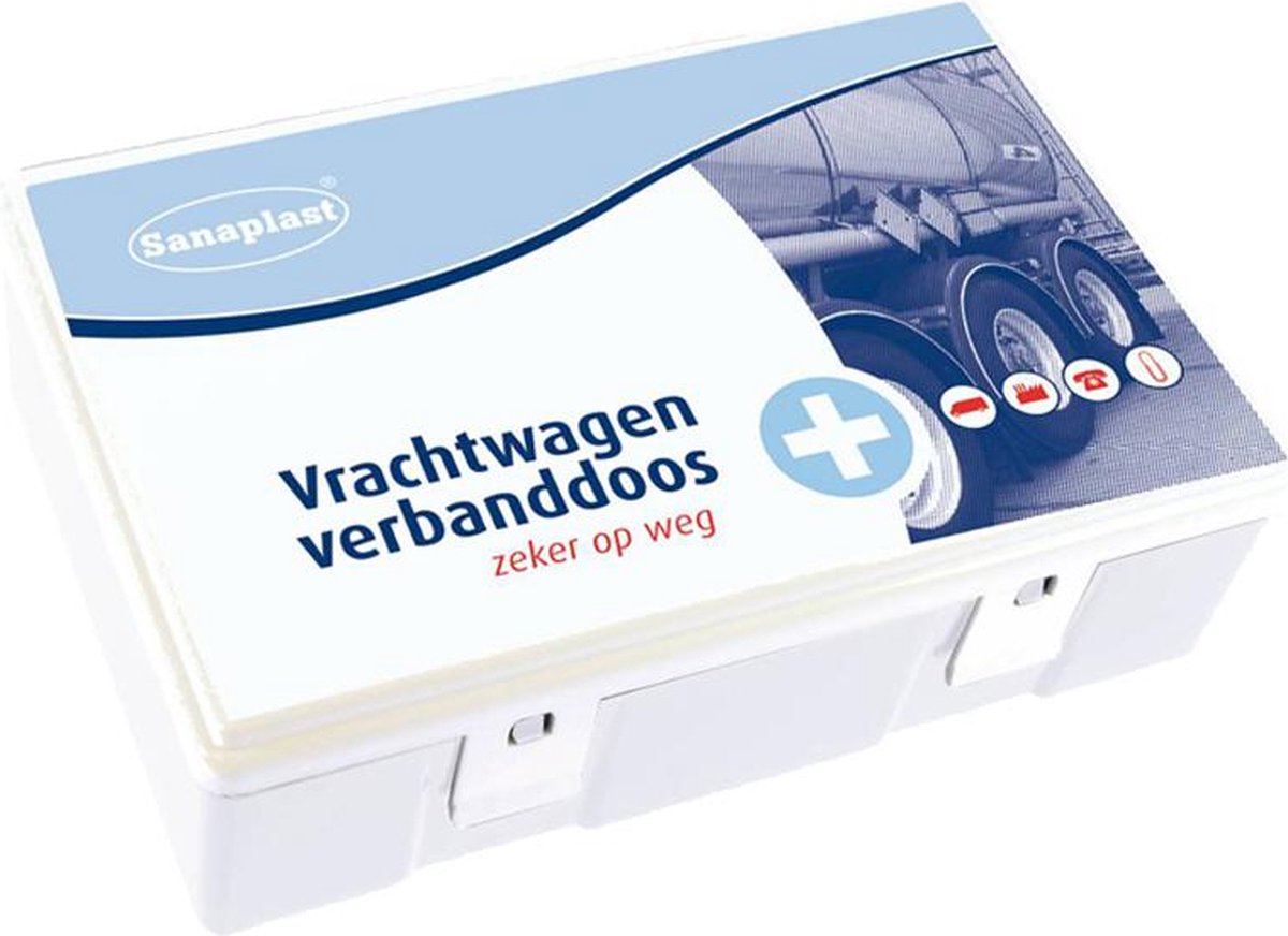 Goedkoopste Vrachtwagen Verbandtrommel – Compleet volgens Rijtijdenbesluit – Geschikt voor beroepsgoederenvervoer B – Complete Verbanddoos voor Bedrijfswagens met Wandhouder​