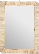 Spiegel/wandspiegel rechthoek 60 x 40 cm rotan beige - Woondecoratie/accessoires