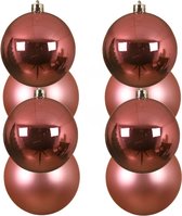 16x stuks kunststof kerstballen lippenstift roze 10 cm - Mat/glans - Onbreekbare plastic kerstballen