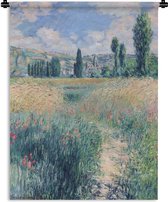Wandkleed - Wanddoek - Pad op het eiland Saint Martin, Vetheuil - Schilderij van Claude Monet - 60x80 cm - Wandtapijt