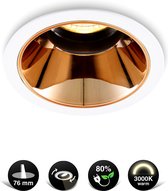 2x Rosé Gouden LED Inbouwspot met Witte Rand - 5W - 3000K Warm Wit - Glimmende Reflector - Kantelbaar - ⌀83mm - Energiezuinig