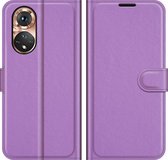 Mobigear Telefoonhoesje geschikt voor HONOR 50 Hoesje | Mobigear Classic Bookcase Portemonnee | Pasjeshouder voor 3 Pasjes | Telefoonhoesje voor Pinpas / OV Kaart / Rijbewijs - Paars