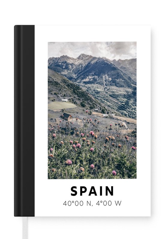 Notitieboek - Schrijfboek - Spanje - Bloemen - Bergen - Notitieboekje klein - A5 formaat - Schrijfblok