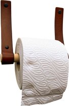 Porte-rouleau de papier toilette en cuir - Cognac - Porte-rouleau de papier toilette 100% cuir pleine fleur - Porte-rouleau de papier toilette suspendu