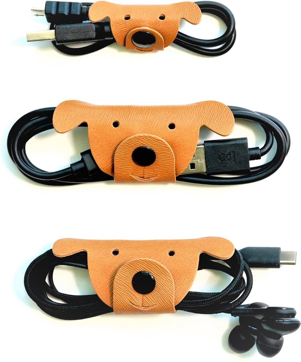 Kikkerland Honden Kabelbinders - Kabelbinders in hond design - Houd je kabels georganiseerd - Set van 3
